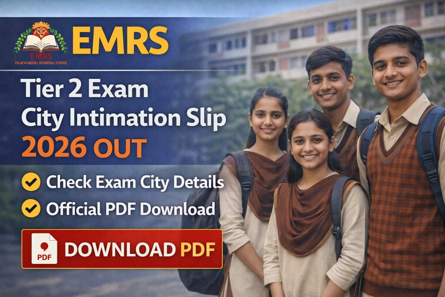 EMRS Tier 2 Exam City Intimation Slip 2026 Out
