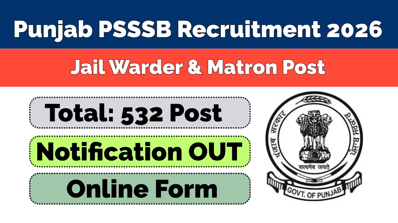 PSSSB Punjab Jail Warder and Matron Recruitment Advt 08/2026
