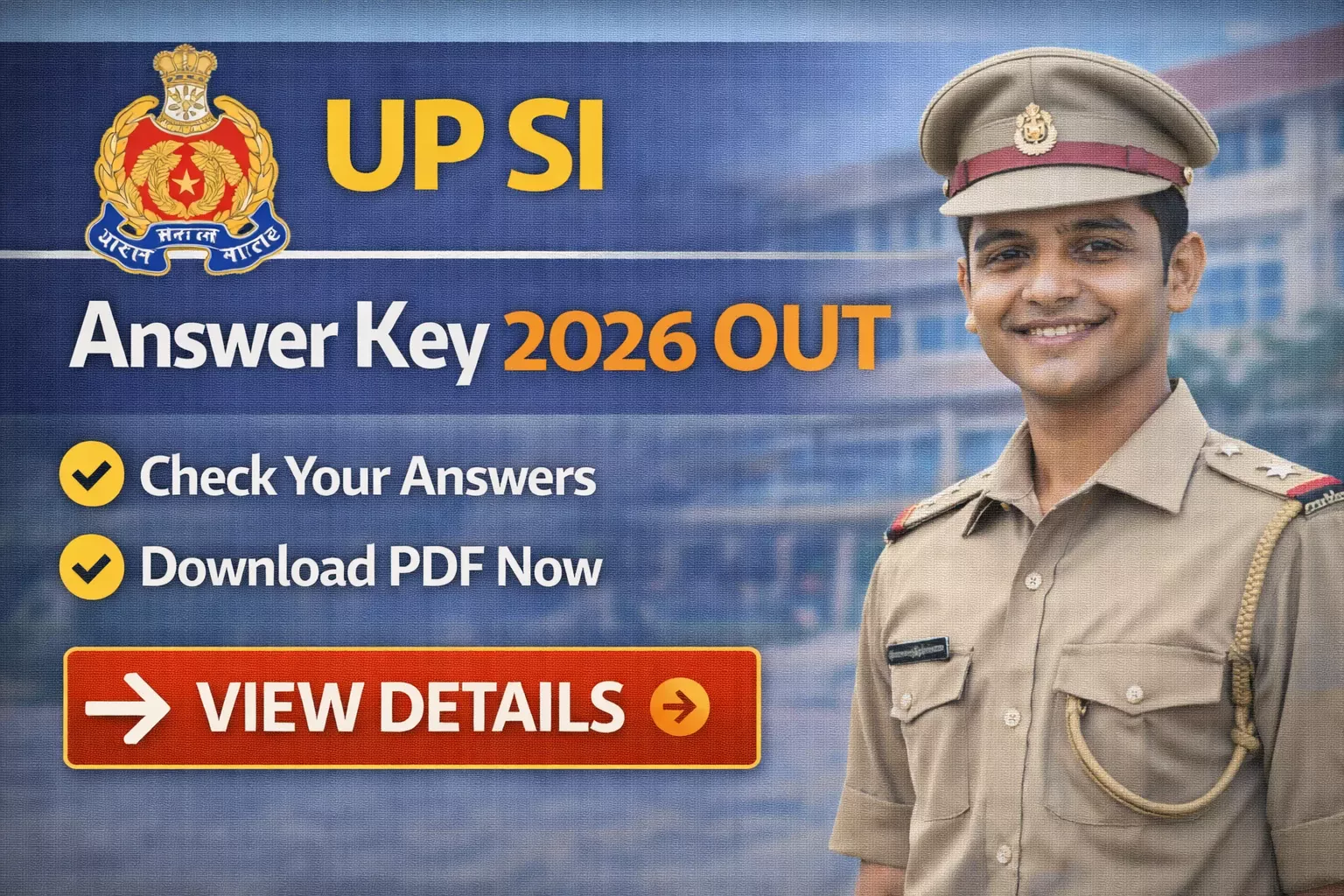 UP SI Answer Key 2026 OUT