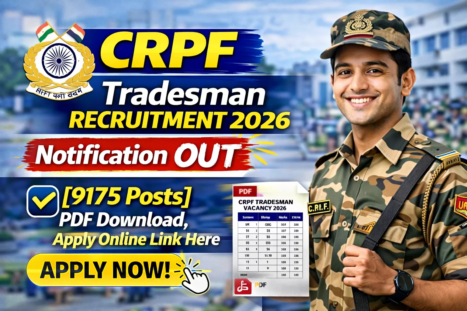 CRPF Tradesman Recruitment 2026